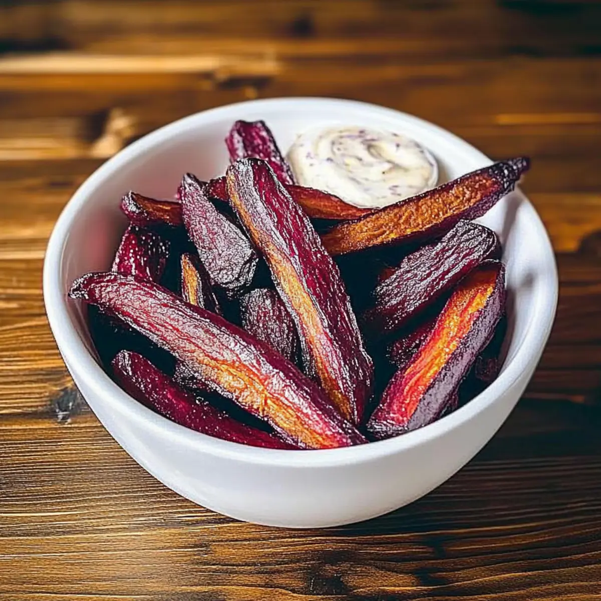 Oven Baked Beet Fries with Spicy Aioli