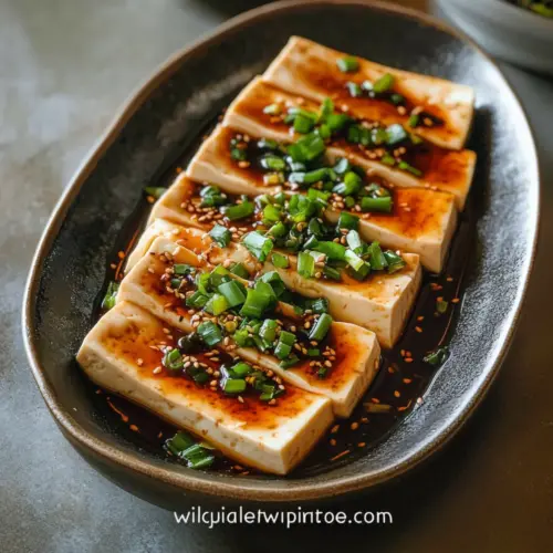 Steamed Tofu with Soy Garlic Sauce