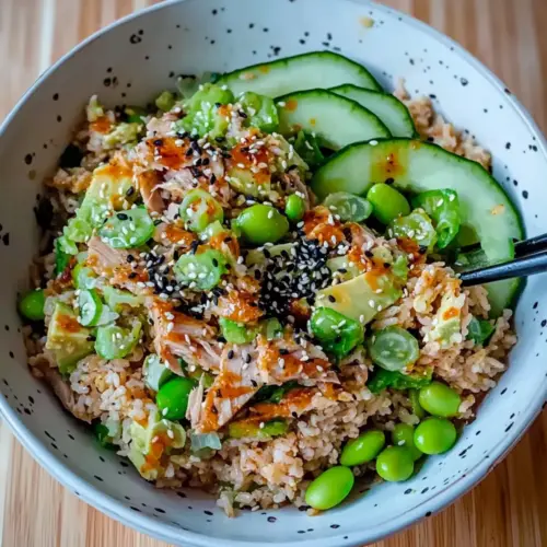 Tuna Avocado Crispy Rice Salad