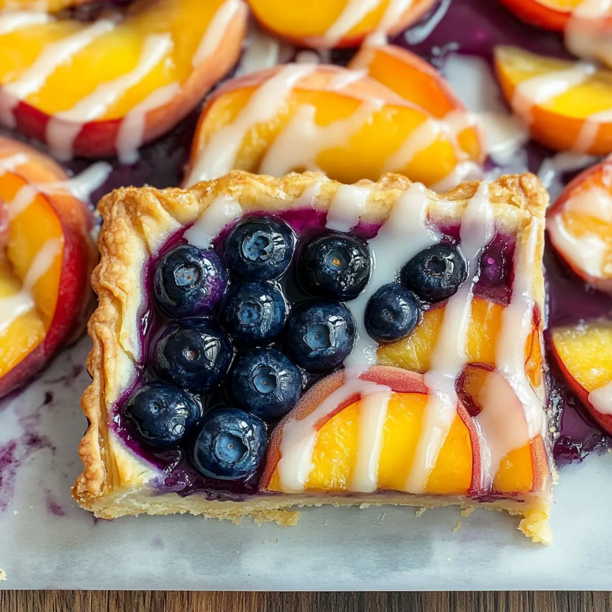 Blueberry Peach Tart with Vanilla Glaze