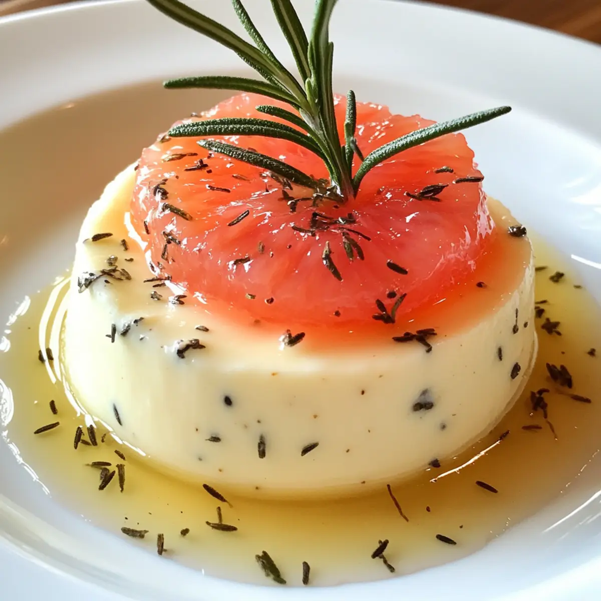 rosemary honey panna cotta with grapefruit jelly