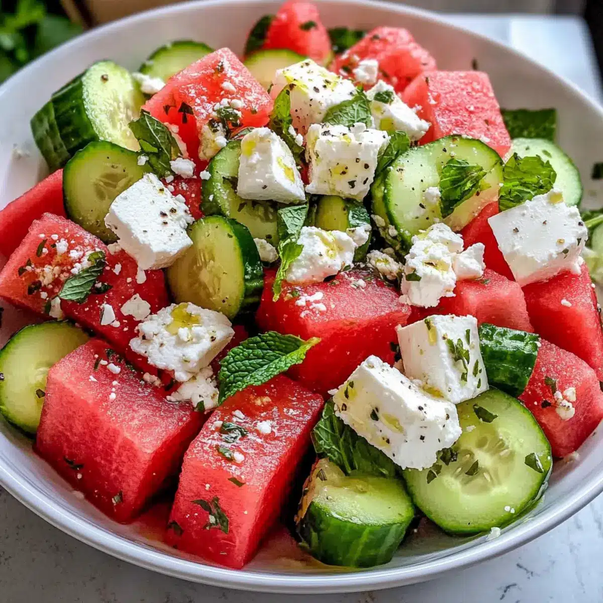 Watermelon, Cucumber, Feta Salad