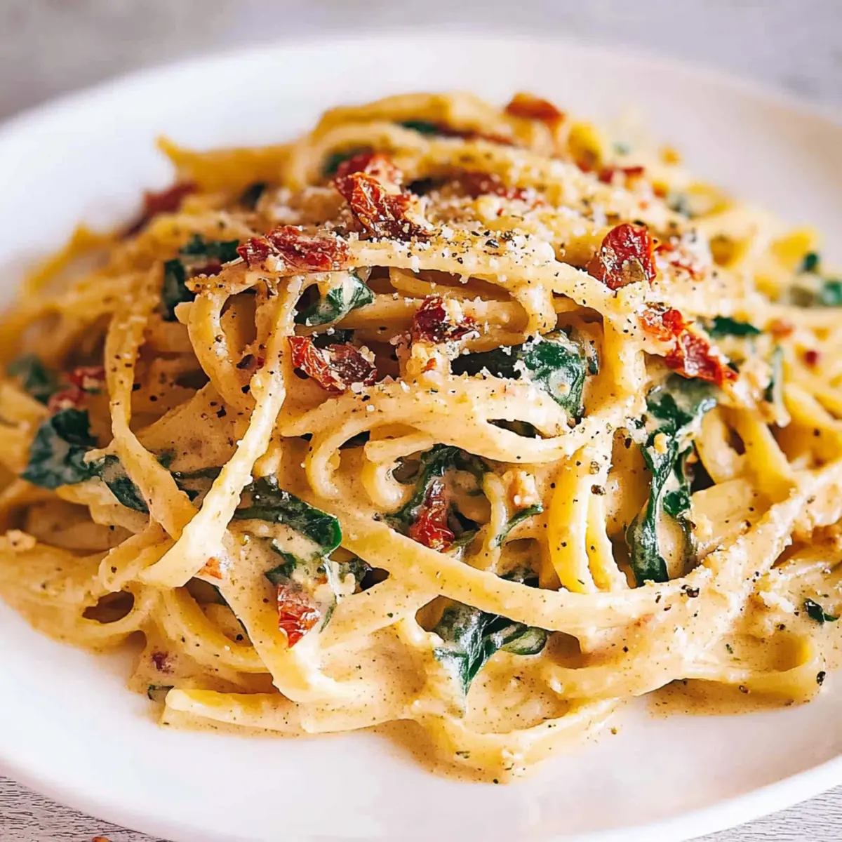 Linguine with Spinach and Sun-Dried Tomato Cream Sauce