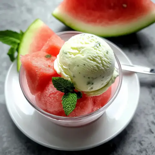 Fresh Mint Ice Cream with Salted Watermelon Granita