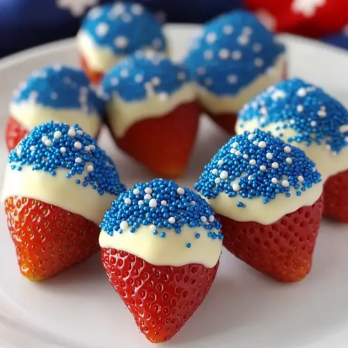 4th of July White Chocolate Dipped Strawberries
